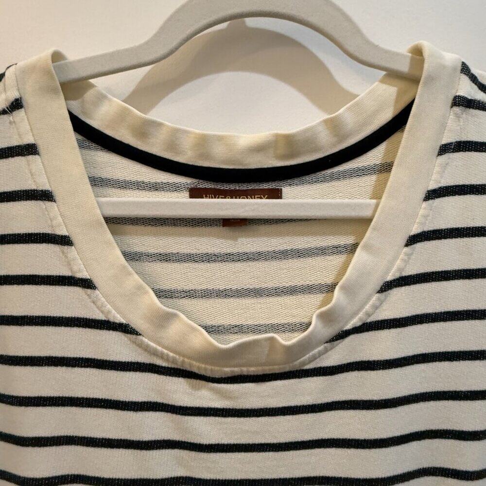 Hive & Honey Cream Black Stripe T-Shirt Dress Size M — Casual Everyday - Picture 9 of 9